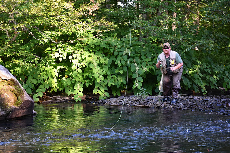 Ralph fishing in East Branch Tunungwant Creek