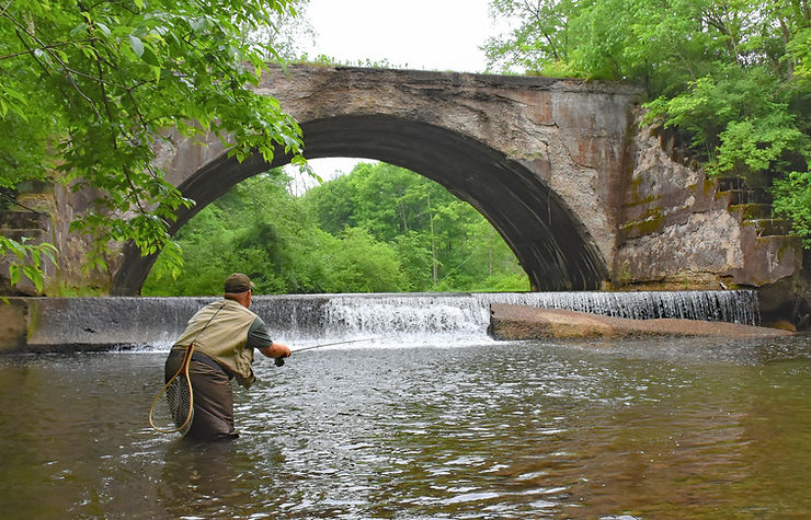 Ralph Scherder fishing Little Sandy Creek, Venango County PA