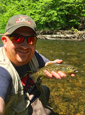 Ralph Scherder's first catch at Kinzua Creek, a brown trout