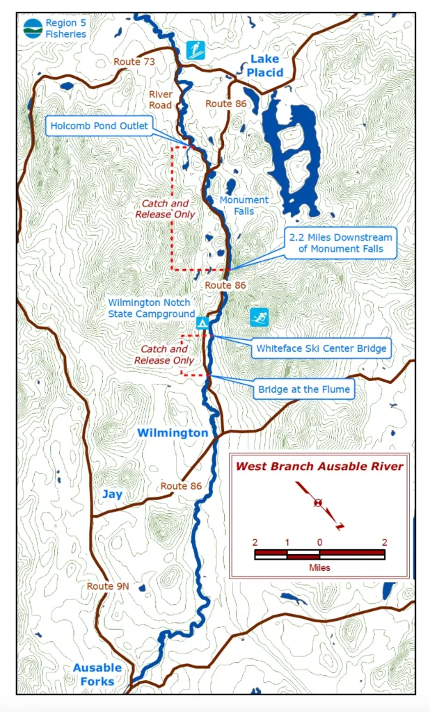 map of west branch ausable river